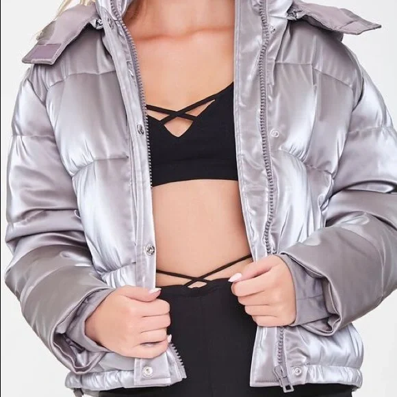 Metallic Quilted Puffer Jacket - Picture 3 of 4